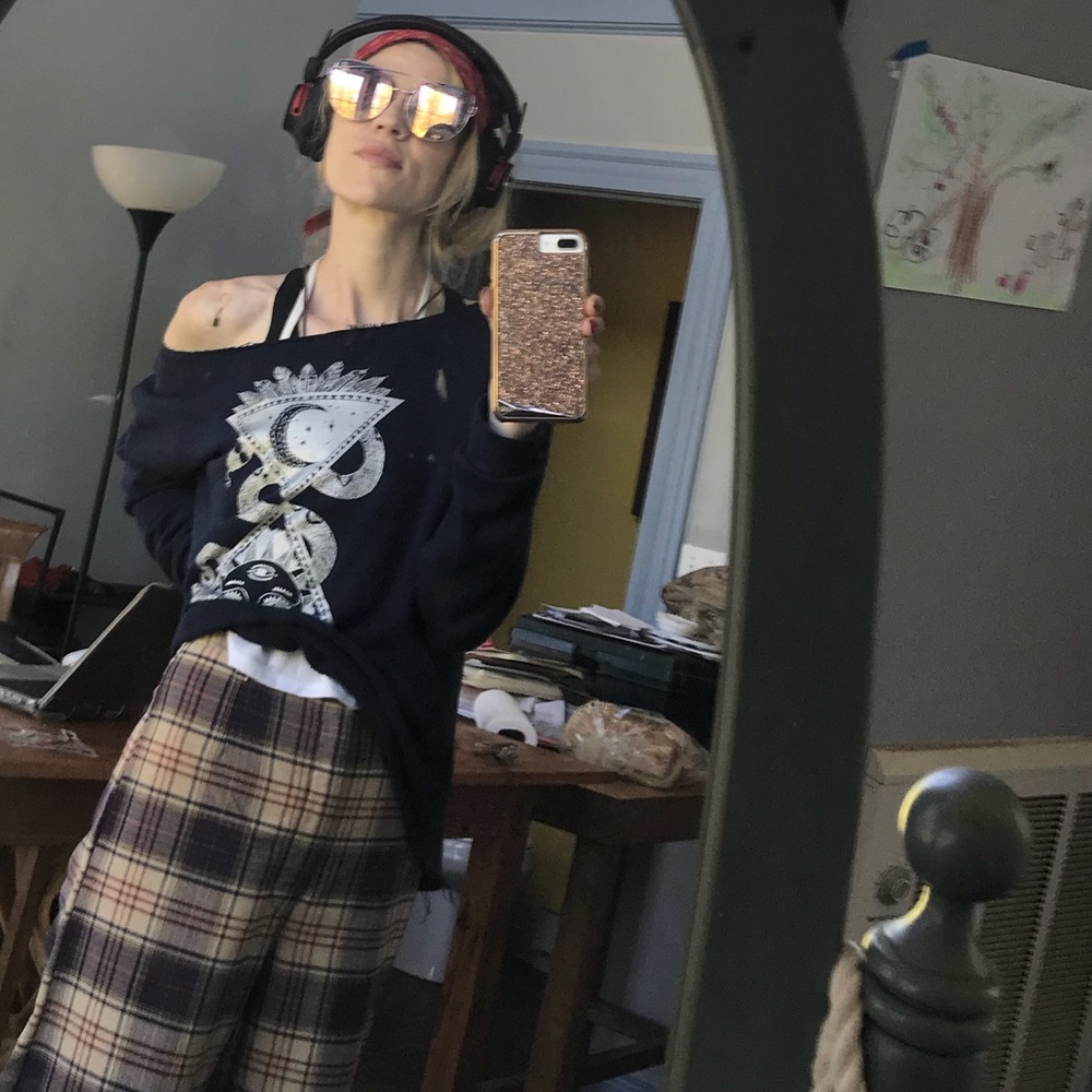Vintage wide leg plaid pants